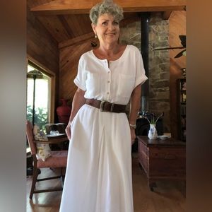 Vintage mid 1980 Banana Republic Ventilated Dress in white, medium